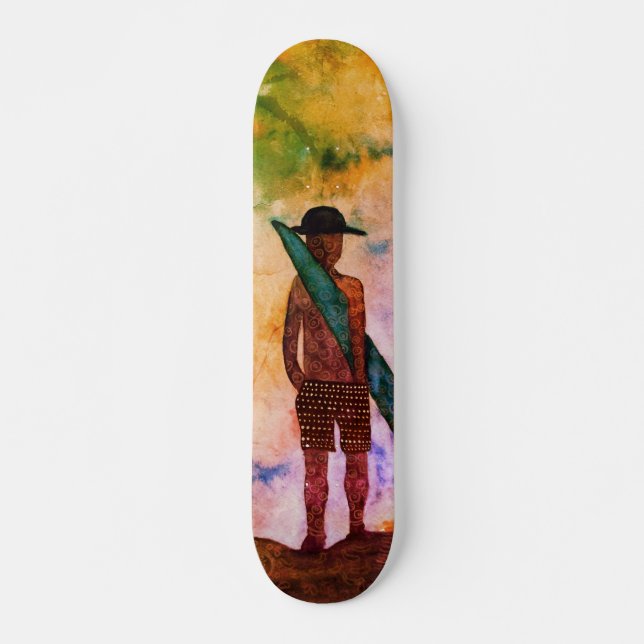 Surf Watercolor Art Skateboard (Front)