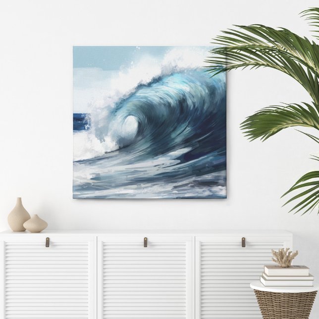 Surf Wave in Watercolor Canvas Print (Creator Uploaded)