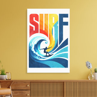 SURF Wave Surfer – Retro Surf Lifestyle Art Canvas Print