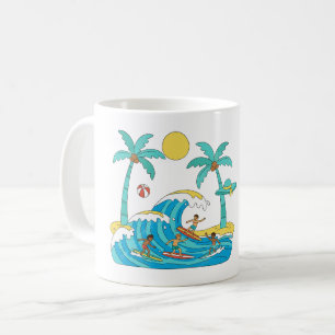 Surf & Waves – Cartoon Beach Gift Mug
