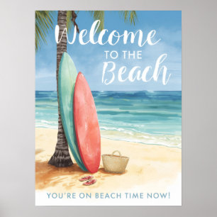 Surf Welcome to the Beach Surfboard Coastal Poster