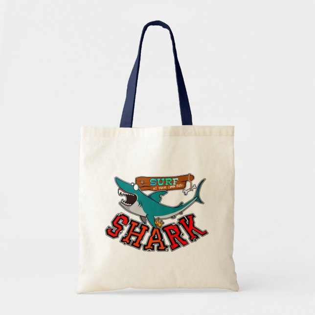 Surf with shark tote bag (Front)