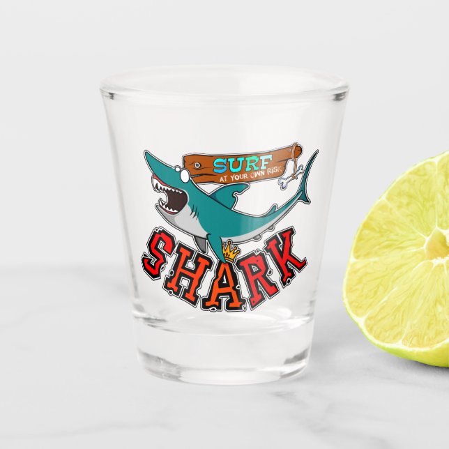 Surf with the shark shot glass (Front)
