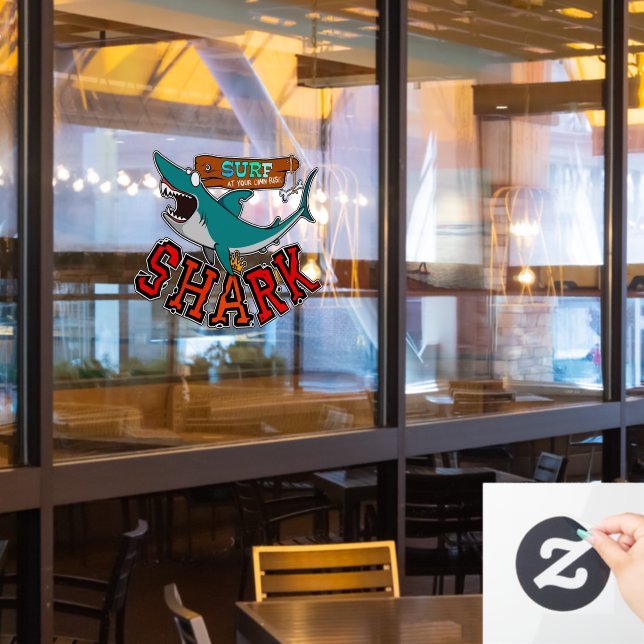 Surf with the shark window cling (Restaurant Window)