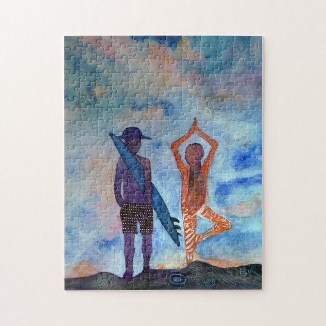 Surf Yoga Painting Art Photo Puzzle with Gift Box (Vertical)