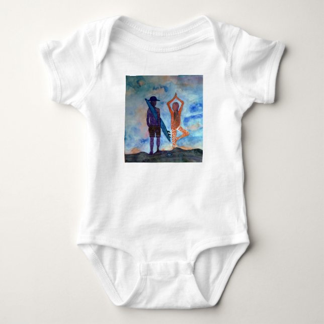 Surf Yoga Sunset Baby Jersey Bodysuit (Front)