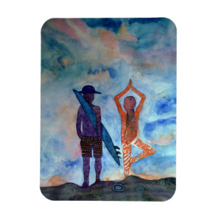 Surf Yoga Sunset Fairy Drawing Art Photo Magnet