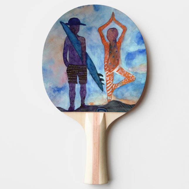 Surf Yoga Sunset Fairy Drawing Ping Pong Paddle (Front)