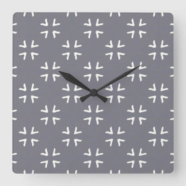 Surface pattern - Grey Star - as a Square Wall Clock (Front)