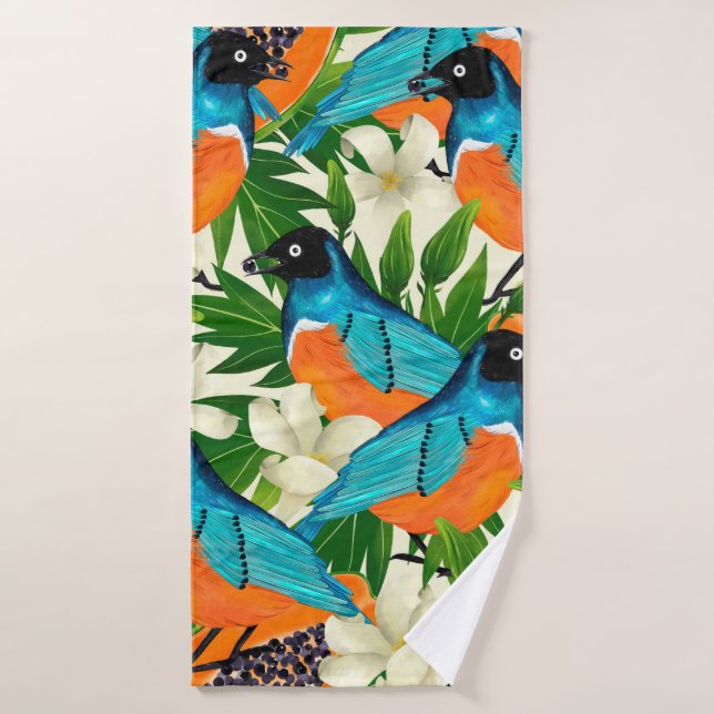 Surface pattern with papaya fruits,leaves and flow bath towel (Bath Towel)