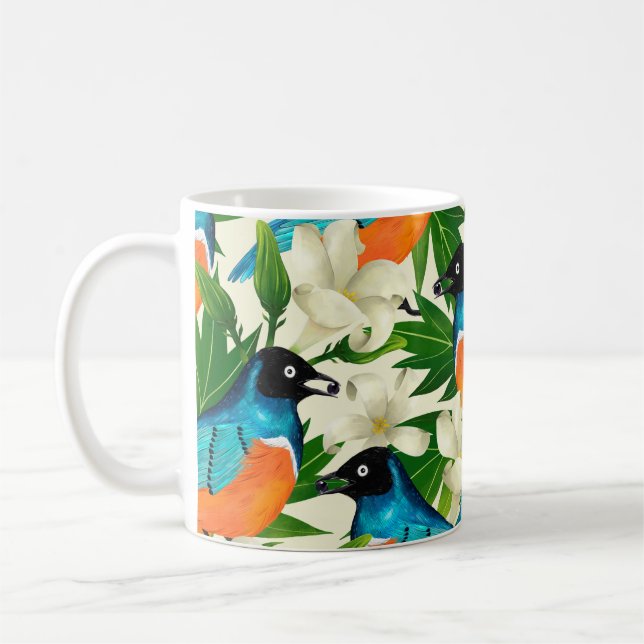 Surface pattern with papaya fruits,leaves and flow coffee mug (Left)
