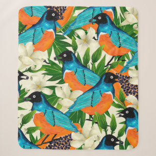 Surface pattern with papaya fruits,leaves and flow sherpa blanket