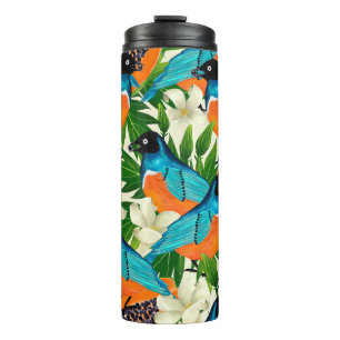 Surface pattern with papaya fruits,leaves and flow thermal tumbler