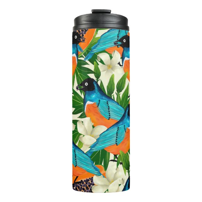 Surface pattern with papaya fruits,leaves and flow thermal tumbler (Front)