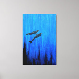Surfacing dolphins canvas print