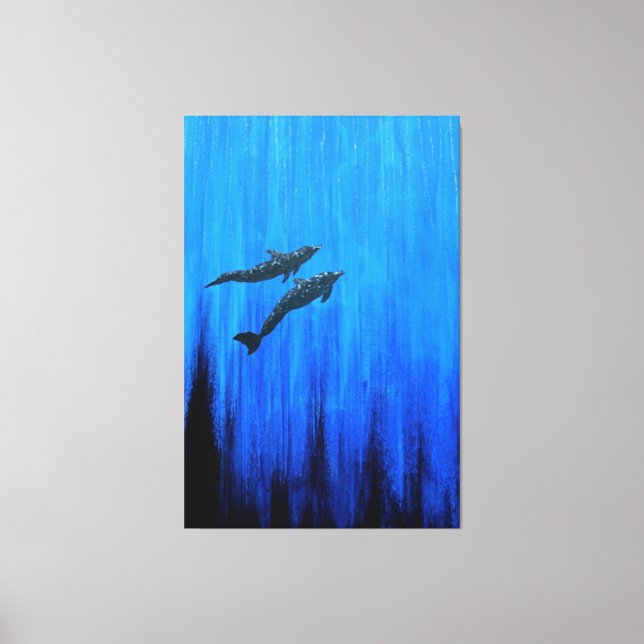 Surfacing dolphins canvas print (Front)