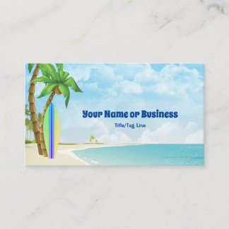Surfboard and Beach Tropical Surfing Business Card
