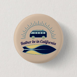 Surfboard and Camper California 3 Cm Round Badge