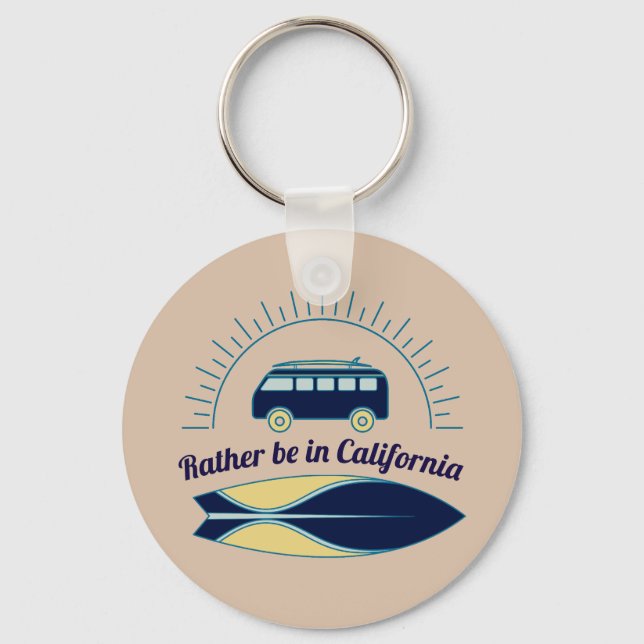 Surfboard and Camper California Key Ring (Front)