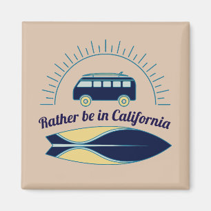 Surfboard and Camper California Magnet