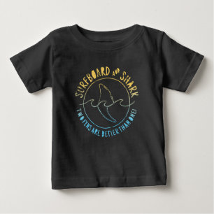 Surfboard And Shark Funny Summer Beach Vacation B Baby T-Shirt