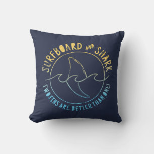 Surfboard And Shark Funny Summer Beach Vacation T Cushion
