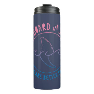 Surfboard And Shark Funny Surfer Surfing Summer Thermal Tumbler