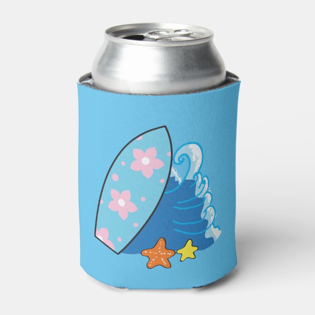 Surfboard and Waves Can Cooler (Can Front)