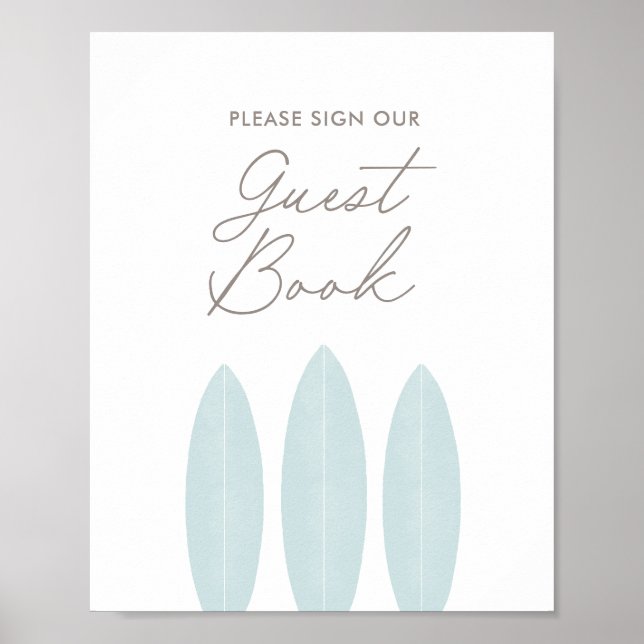 Surfboard Baby Shower Guest Book Sign (Front)