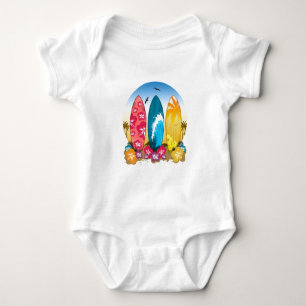 Surfboard Beach Baby Bodysuit