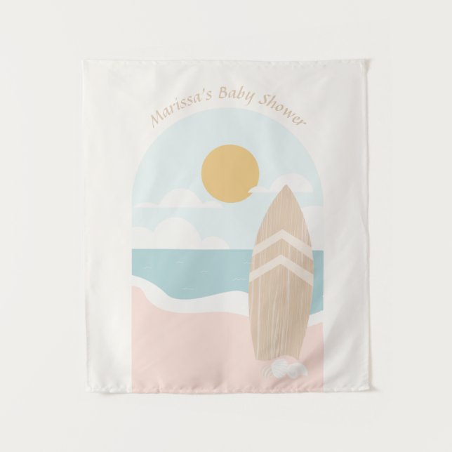 Surfboard Beach Baby Shower Tapestry (Front)