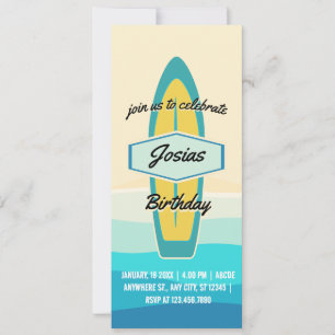 Surfboard beach birthday Invitation