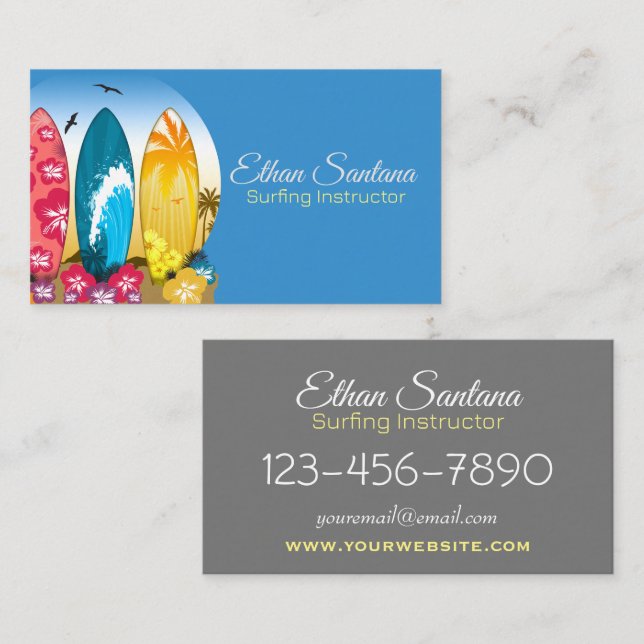 Surfboard Beach Business Card (Front/Back)