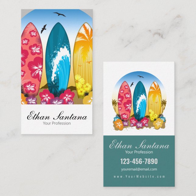 Surfboard Beach Business Card (Front/Back)