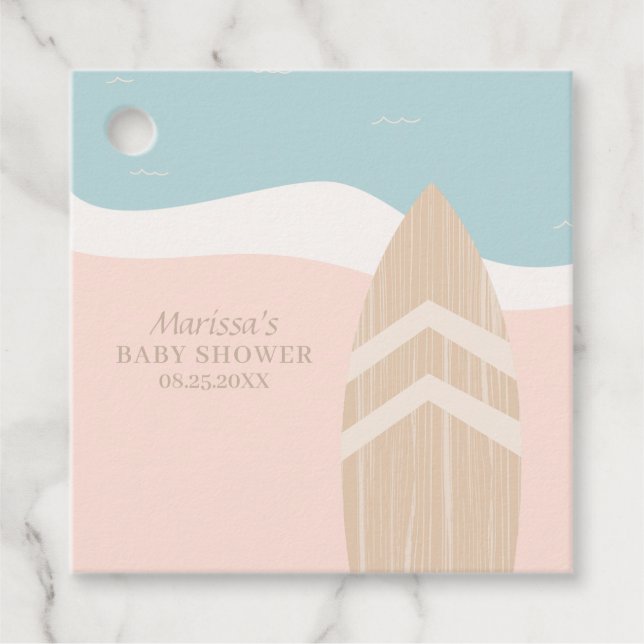 Surfboard Beach  Favour Tags (Front)