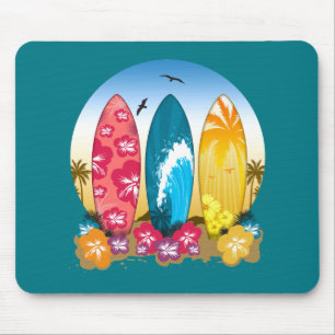 Surfboard Beach Mouse Mat