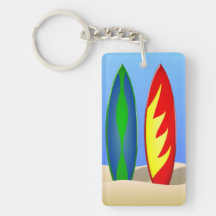 Surfboard beach retro surfer key ring