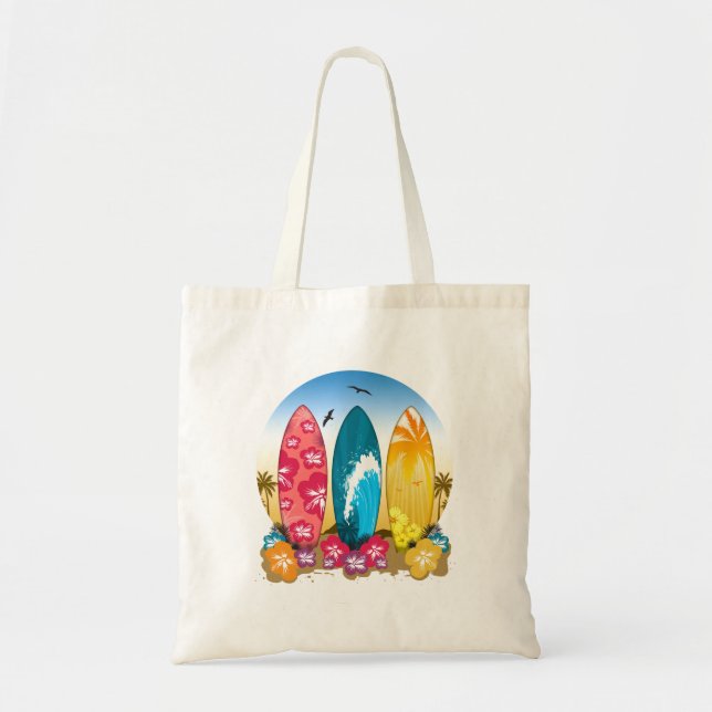 Surfboard Beach Tote Bag (Front)