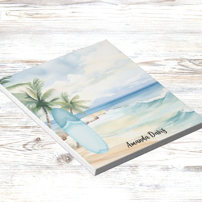 Surfboard beach tropical palm trees notepad (Creator Uploaded)