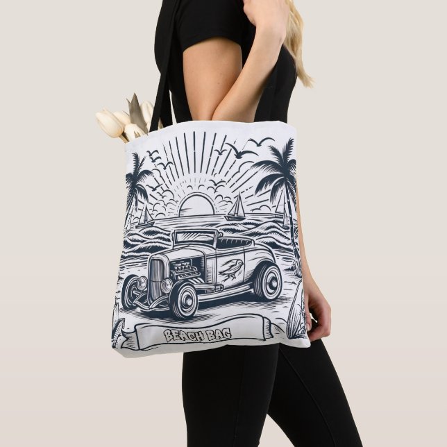 Surfboard Classic Car Colouring  Tote Bag (Close Up)
