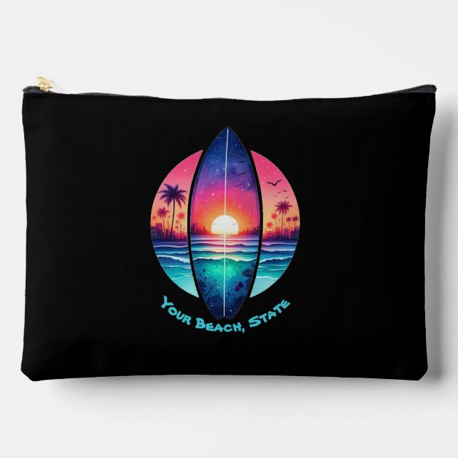 Surfboard in the Sunset Accessory Pouch (Front)