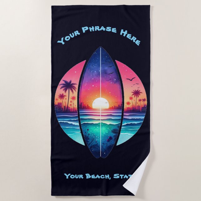 Surfboard in the Sunset Beach Towel (Front)