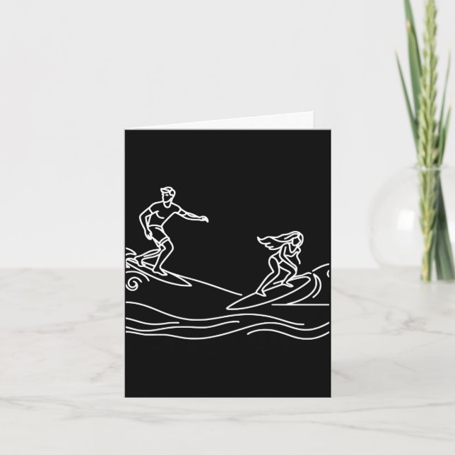 Surfboard line art beach lover performance  card (Front)