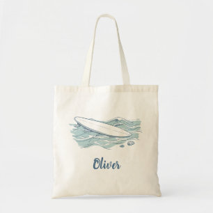 Surfboard & Ocean Waves Tote Bag
