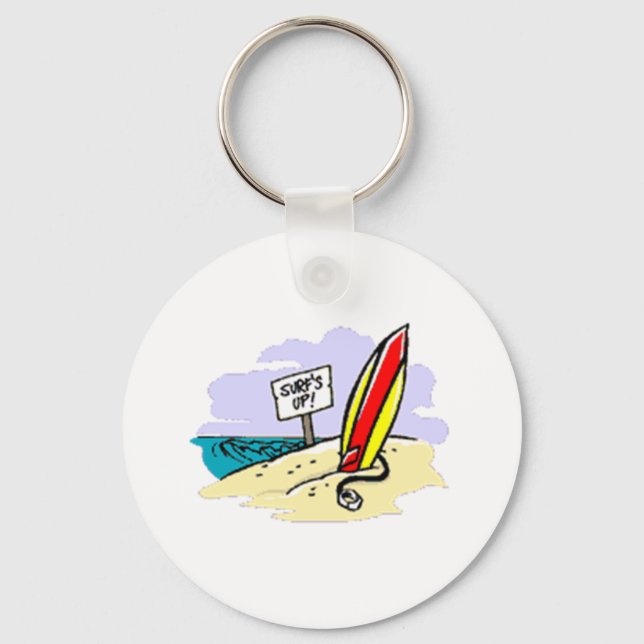 Surfboard on Beach Key Ring (Front)