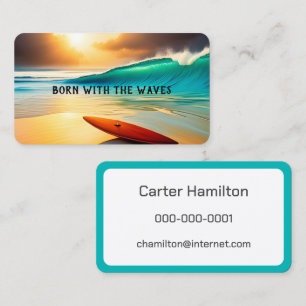 Surfboard On Ocean Beach Business Card