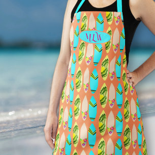 Surfboard Pattern Kitchen Chef Bib Apron