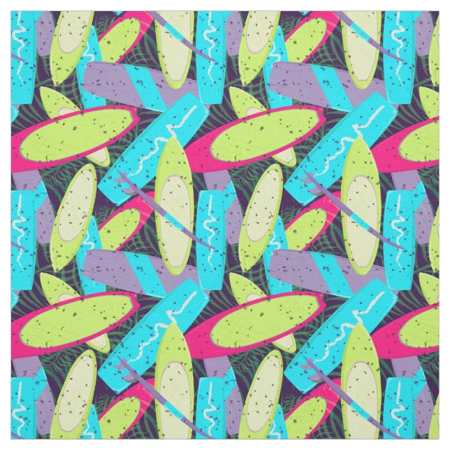 Surfboard Pattern on Palm Leaves Fabric (Swatch)