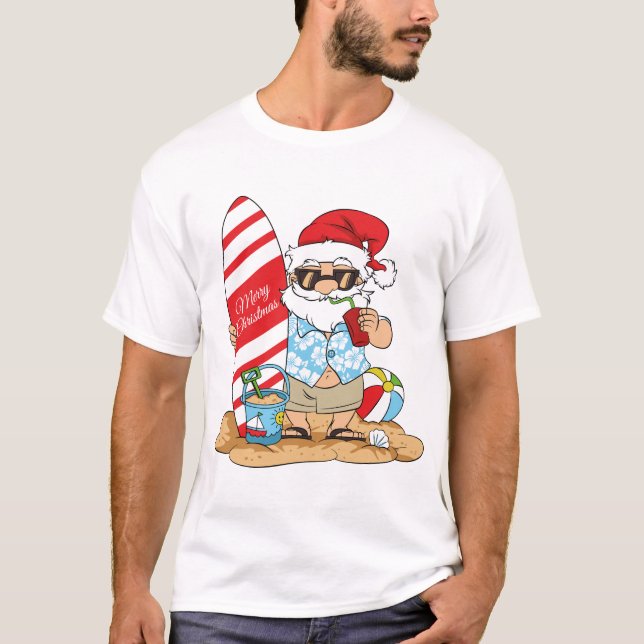 Surfboard Santa T Shirt (Front)