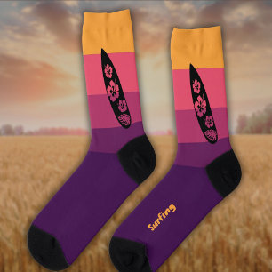 Surfboard Silhouette on Boudoir Suite Colour Socks